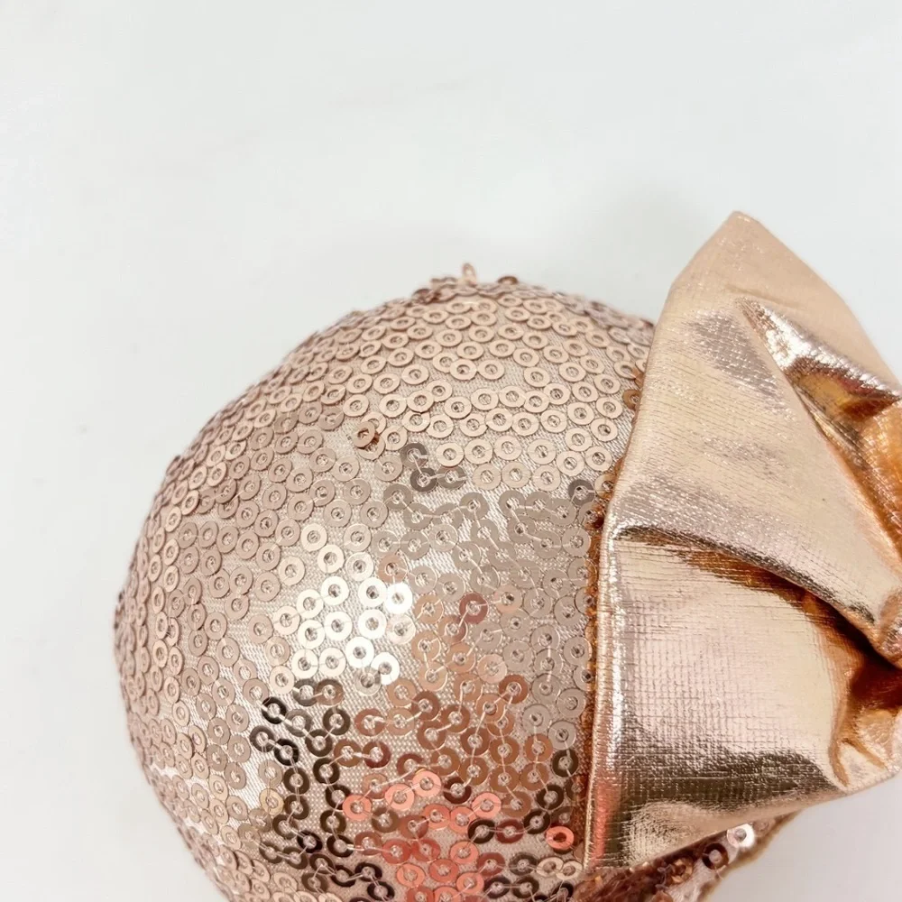 DISNEY PARKS Authentic Rose Gold Sequined Metallic Minnie Mouse Ears Headband